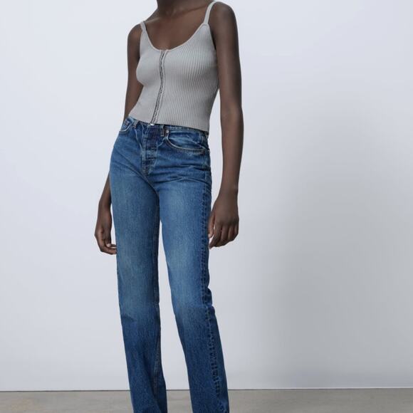 ZARA Sleeveless Ribbed Knit Corset Top Size M in Gray NWT - Picture 3 of 13